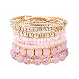 FIRAZIO 1-6 Set Bohemian Mix Bead Stackable Bracelets for Women Multi Layer Versatile Statement Bead
