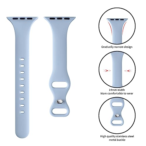 Image of Thin Slim Band Compatible with Apple Watch 38mm 40mm 41mm 42mm 44mm 45mm 46mm 49mm, Replacement Silicone Sport Strap for iWatch Series 11 /10 /9 /8 /7 /6 /5 /4 /3 /2 /1 Ultra SE Women Men, Sky