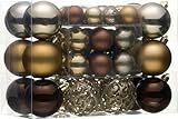 Valery Madelyn Bolas de Navidad, 50 unidades con paquete de regalo, adornos para árbol de Navidad con colgador, tema de bosque de bronce