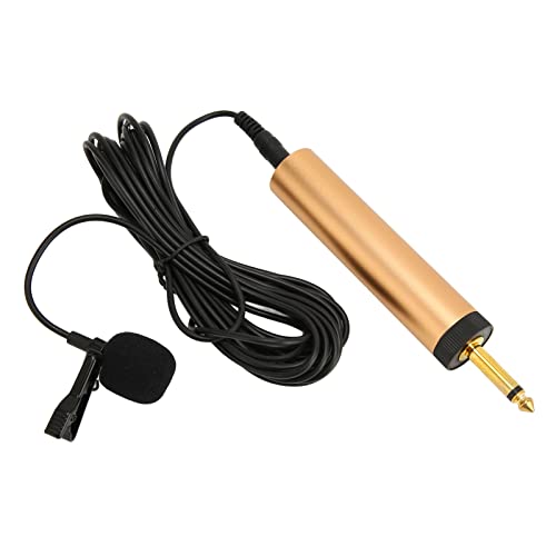ciciglow Microphone Cravate Filaire, Câble 3,5 Mm 5 M / 16,4 Pieds Micro-Cravate à Condensateur Omnidirectionnel Portable avec Adaptateur 6,5 Mm Microphone à Clip Filaire