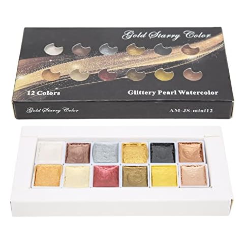 Rosvola Metallic paint for watercolour, more soluble Well conditioned Brings shine Transparency for watercolour Cover