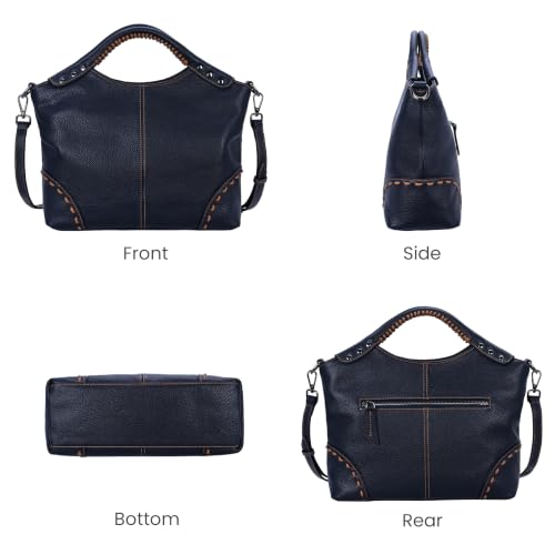 Image of HESHE Leather Purses for Women Crossbody Bags Satchel Shoulder Handbag | Genine Leather,Large Roomy Hobo Bags Retro Crossbody Purses Ladies Tote Top Handle Handbags for Work,Travel and Daily Use