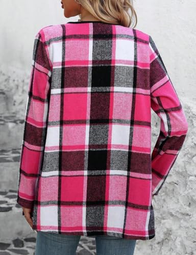 IDEALSANXUN Wool Plaid Jacket for Woman Fall Winter Outfits Long Sleeve Casual Dressy Blazer Coat Trendy Peacoats4