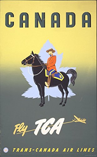 Poster Vintage Canada Fly TCA, impression de qualité supérieure A2 avec finitions en bois