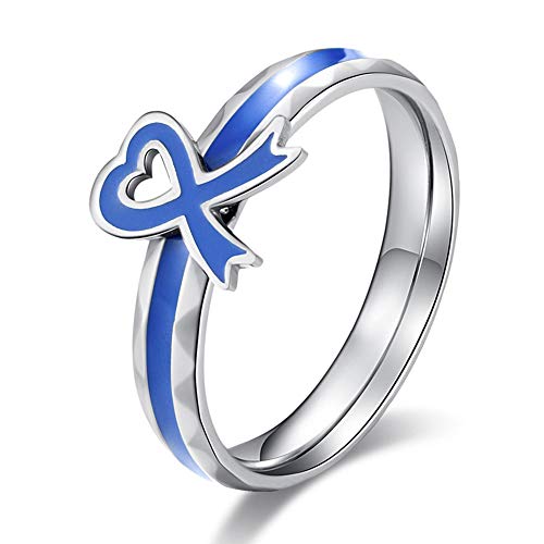 Sping Jewelry Anillos autistas cinta de seda azul para autismo niños titanio anillo de acero plateado Cover