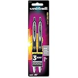 uni-ball Signo 207 Retractable Gel Pens, Micro Point, Black Ink, 2-Pack (61263)