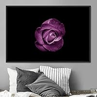 Framed Canvas Wall Art Rose Bohemian Dark Dramatic Floral Multicolor Petal Photography Portrait - 16x24 inches