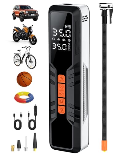 Tire Inflator Portable Air Compressor 10000mAh, 4X Fast Air Pump for Car Tires, 150PSI Electric Tire Pump with Digital Pressure Gauge/LED Light/Power Bank, Bike Pump/Motorcycle/Ball/Car Accessories