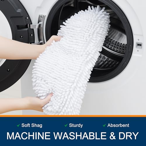 Image of Smiry Soft Chenille Bathroom Toilet Lid Cover, Machine Washable Covers, 17.5x15, Fits Most Round, Elongated and Oblong Lids, Accessories Decor, White