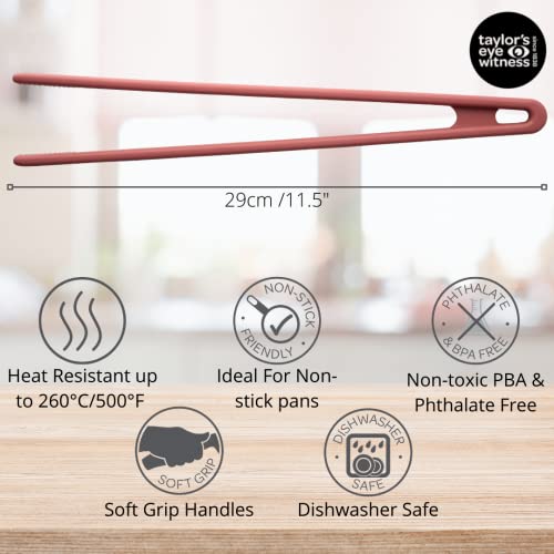 Taylors Eye Witness Large Baked Clay Silicone Gripping Tongs - Dishwasher Safe, Non-Scratch Grip Heads, Heat Resistant (260°C/500°F) - Image 3