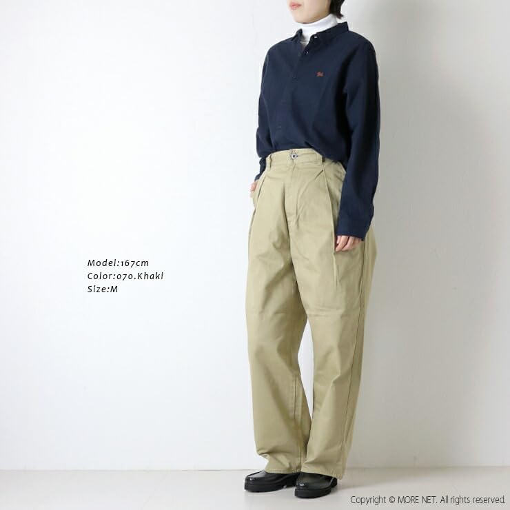 [ジョンブル] チノカーブパンツ JL254P12 日本製 ワイド ロング ボトムス レディース M 070.カーキ
