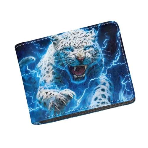 Image of Coldinair Leopard Lightenting Leather Wallet for Teen Boys Kids Purse Wallets Leather Boys Bifold Wallet Credit Card Cash Id Holder Cool Slim Bifold Small Coin Purses,Waterproof