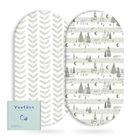 Yoofoss Moses Basket Sheets, Newborn Pram Sheet Fitted for Baby Boy and Girl, Crib Baby Bassinet Sheets, Breathable 2 Pack Easy Care