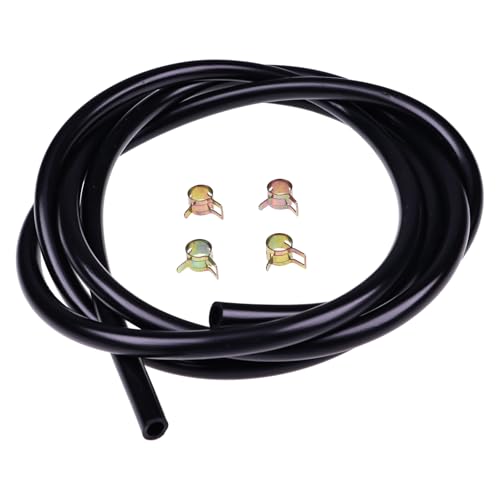 ZTUOAUMA 7' Long 1/4'' ID 3/8'' OD Black Fuel Line Kit with Clamps Compatible with Small Gas Diesel Powersports Generators Engines Snowmobile Dirt Bike Quad Motorcycle Go Kart Golf Cart