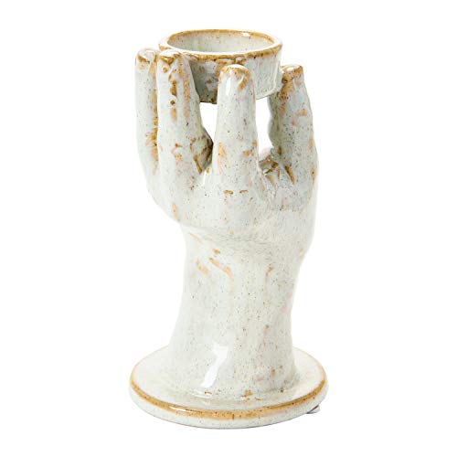 Bloomingville Stoneware Hand Tealight, Reactive Glaze, Cream Color (Each One Will Vary) Candle Holder #TOP6