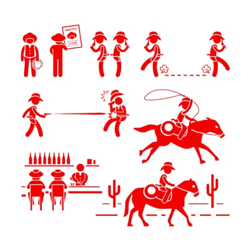 Mural and Wall Vinyl Decal Western Movie Criminal Sought Cowboy Texas 72x74.5cm It Won't Fall Off Red