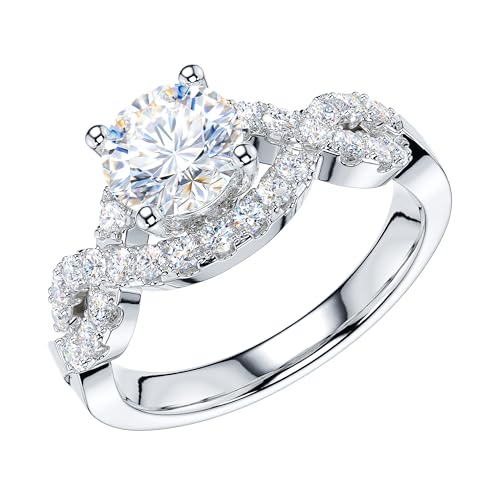 THELANDA 1CT Genuine Moissanite or Simulated Diamond Luxury Vintage Infinity Twisted Vine Engagement Ring Halo Bridal Ring2