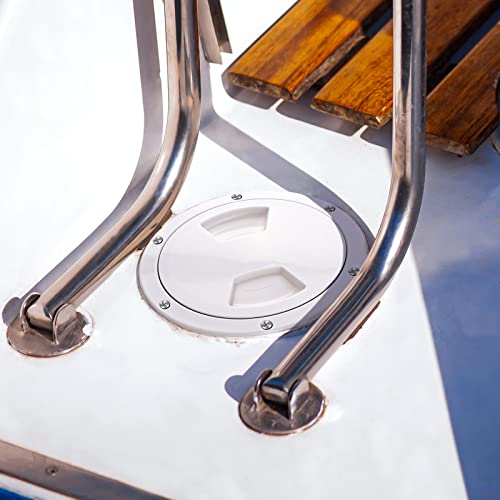 Tceapoo 5 Inch Boat Round Deck Plate Non Slip Inspection Hatch, 5" Marine Access Port Hatch Cover With Screws, Detachable Water Tight Lid Cover For Marine Boat Yacht (White) #TOP7