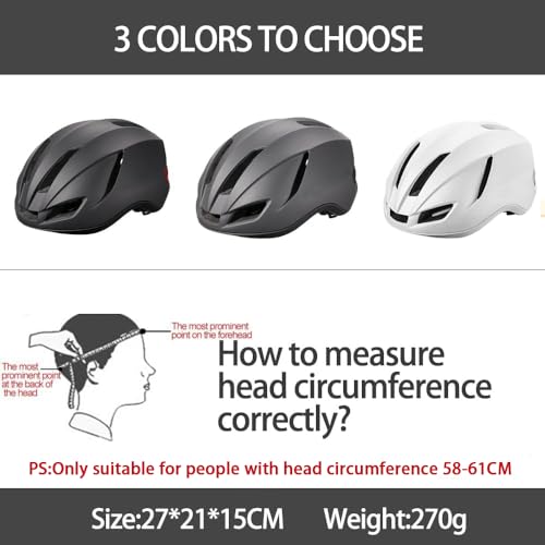 Fahrradhelm mit LED Licht Stadthelm Ultraleichter Radhelm Mountainbike Helm für Herren Erwachsene Cityhelm mit Aufladung Rücklicht 56-60CM(Schwarz)