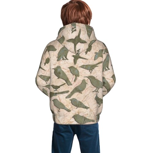 Birds Marble Relief Kid Hoodies Boys Sweatshirts Girls Pullover with Pocket4