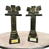 Generic Persian Candlestick Holders - Set of 2 Takht e Jamshid Perspolis Columns Candle Holders - Unique Iranian Cultural Home Decor Candle Stands - Persian Home Decor, Gray/Gold