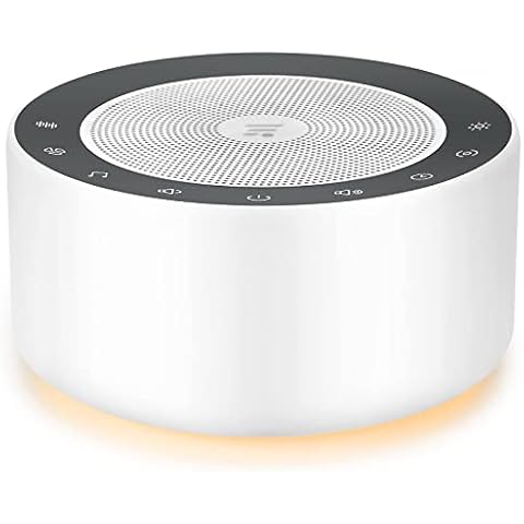 Weißes Rauschgerät mit 30 High-Fidelity-Soundtracks, 7 Farben Nachtlichter, Voll-Touch-Tuch Gitter und Tasten, Timer- und Speicherfunktionen, Plug-in, Sound-Maschine für Babys, Erwachsene (weiß) Cover