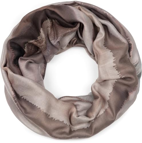 styleBREAKER Damen Loop Schal mit elegantem Aquarell-Farbverlauf, Leichter und weicher Schlauchschal, mehrfarbig 01017163, Farbe:Dunkelbraun-Taupe