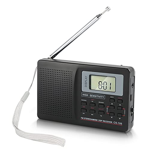 Radio AM FM, Radio Digital Portátil FM AM SW Receptor de Sintonización Digital de Sonido Radio de Banda Completa con Reloj Despertador, Mini Radio de Bolsillo para Regalos Mayores, Función de Memoria Cover