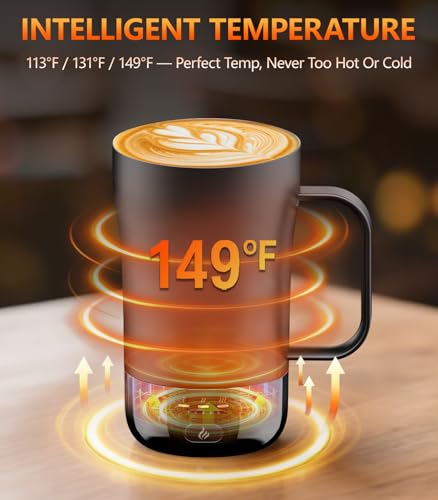 Image of Self-Heating Coffee Mug, 14oz Heated Coffee Mug Rechargeable - Temperature Control Cup Keep Drinks Hot, Smart Cup Great Gift for Women & Slow Sippers