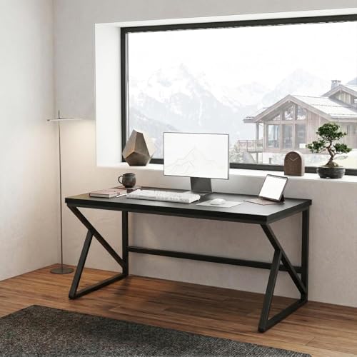 Image of Klaxon Modern Computer Table for Home PC - Multipurpose Office Desk for Home & Work | Gaming Table, Computer Table, Desktop Table for Home Office (K Type Black, Installation)
