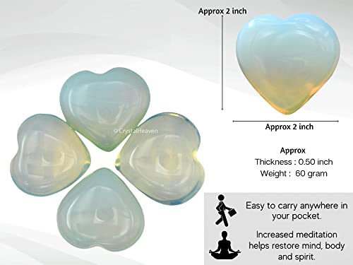 Image of Crystal Heaven Opalite Crystal Heart Palm Pebbles Stones For Anxiety Stress Relief Massage - Aaa Grade Original Healing Gemstone Agate Heart Palm Stone For Yoga Meditation Spiritual