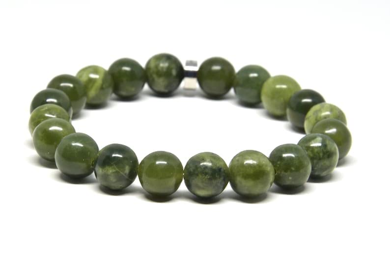 Bracelet en jade vert 8mm stretchable pour lithothérapie et chance