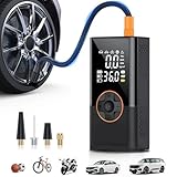 KUXISA Tire Inflator Portable Air Compressor, 150 PSI Air Compressor with Digital Pressure Gauge, 3X Faster Portable Air Pump for Car, Motorcycle, Bicycle, Ball and More(Black)