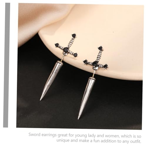 Boucles d'oreilles épée Gatuida en alliage argenté pour style rétro