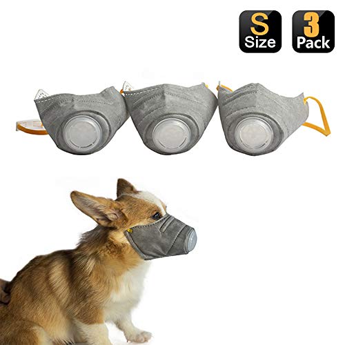 Yeebline Dog Respirator Mask, 3-Pack Adjustable Breathable Dog Protective Muzzle Pet Mouth Cover Mask to Protect Pets from Automobile Exhaust, Pollen, Fog, Dust, Secondhand Smoke (S)