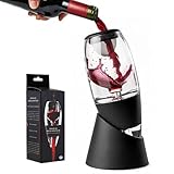 Xiqiggi Aérateur et Décanteur à Vin, Carafe Decanter Vin, Carafe Décanter, Decanteur Aérateur Vin avec Support, Bec Verseur Vin avec Filtre Anti Gouttes, Coffret Cadeau Homme Parfait pour Amateur