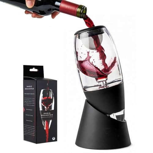Xiqiggi Aérateur et Décanteur à Vin, Carafe Decanter Vin, Carafe Décanter, Decanteur Aérateur Vin avec Support, Bec Verseur Vin avec Filtre Anti-Gouttes, Coffret Cadeau Homme Parfait pour Amateur