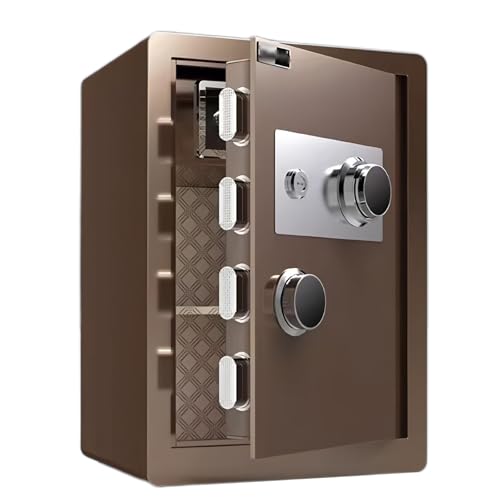 EZZPGDKU Caja Fuerte con Llave Y Combinación – Caja De Seguridad con Doble Cerradura para Hogar, Oficina, Hotel Y Negocio, para Documentos Y Dinero