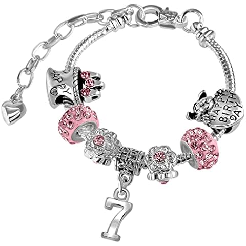 Sparkly Pink Crystal Charm Bracelet for Girls Cover
