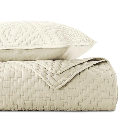 Image of VAS COLLECTIONS 280 TC Quilted Cotton King Bedspread Set, Ultrasonic Bed Cover with 2 Pillow Covers, Soft Breathable Lightweight All-Season Bedding, 90x100 in (228x254 cm) (Beige)