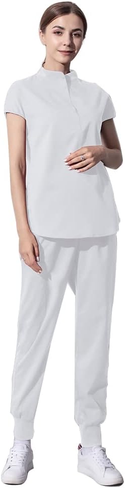 VIAOLI Scrub Suit Top & Pant Jogger Dentist Nursing Scrubs for Women Set Leisure Doctor Service Spa Pet Grooming Sets