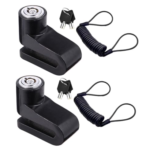 DONFAMDS Lot de 2 Antivols de Disque Frein à Clé avec Câble de Rappel Noir Antivol Robuste pour Vélo Moto et Scooter Électrique Polyvalent Usage Urbain et Extérieur