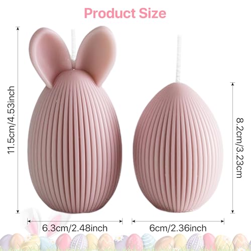 Fieldspark Easter Bunny Candles Pink Set, 2.5'' x 4.5'' Flower & Fruit Scented Candles, Cute Rabbit Shaped Easter Gifts for Kids, Home Decor, Spring Celebration, 2 Pcs — view 2