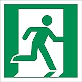 Notausgang rechts Rettungszeichen Rettungswegschild Aufkleber Nachleuchtend ASR A1.3 200 x 200 mm