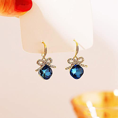 Zrfamily Diamond Bow Earrings,Super Flash Light Luxury Fashion Earrings(Green Diamond Bow) #TOP2