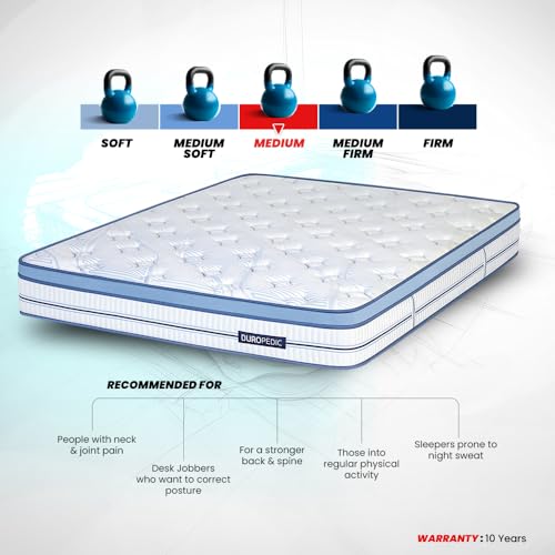 Image of Duroflex Posture Perfect - Doctor Recommended |5 Zone Dual Density Orthopedic Support Layer |Heat Away Technology | 8 Inch Single Size| 3 Zone Pocket Spring Mattress with Euro Top, (72x36x 6+2 Inch)