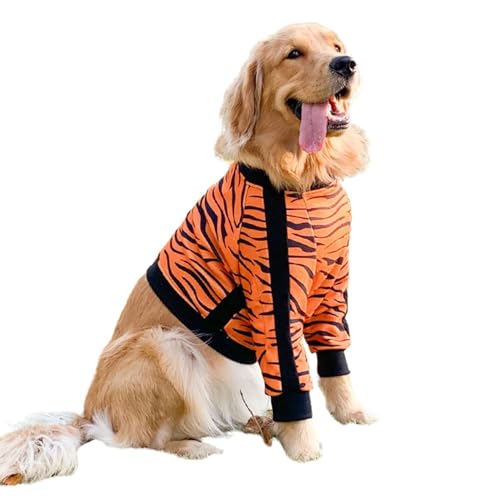 Image of HDKUW Large Dog Elbow Protector Shirt, Dog Recovery Suit for Prevent Licking Wound, Pet Shirt with Mesh Pad for Medium Large Dogs Tiger 4XL