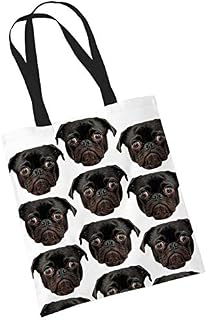 Black Pug Tote Bag Gifts for Dog Lovers Print Bags with Dogs on