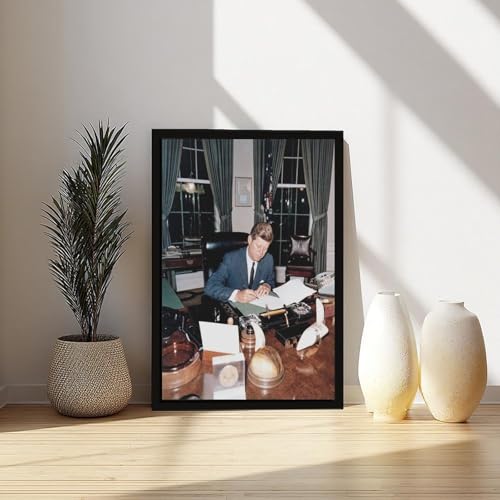 Impression toile John F Kennedy Bureau Ovale Maison Blanche tableau bureau