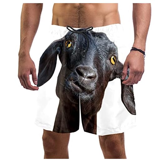 Eslifey Schwarze Ziege Badehose Elastische Badehose Boardshorts für Herren Gr. S 7-9, multi